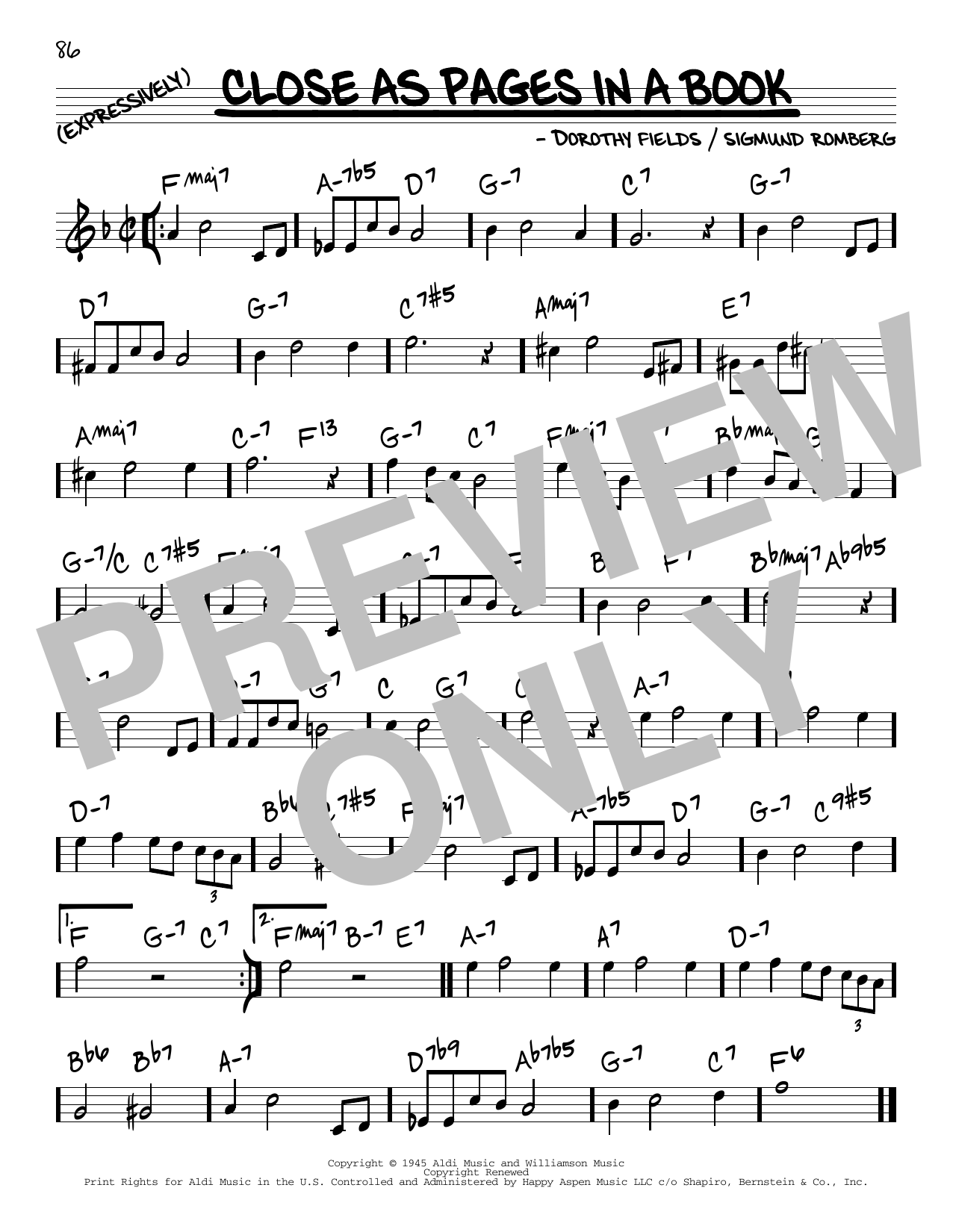 Download Dorothy Fields Close As Pages In A Book Sheet Music
