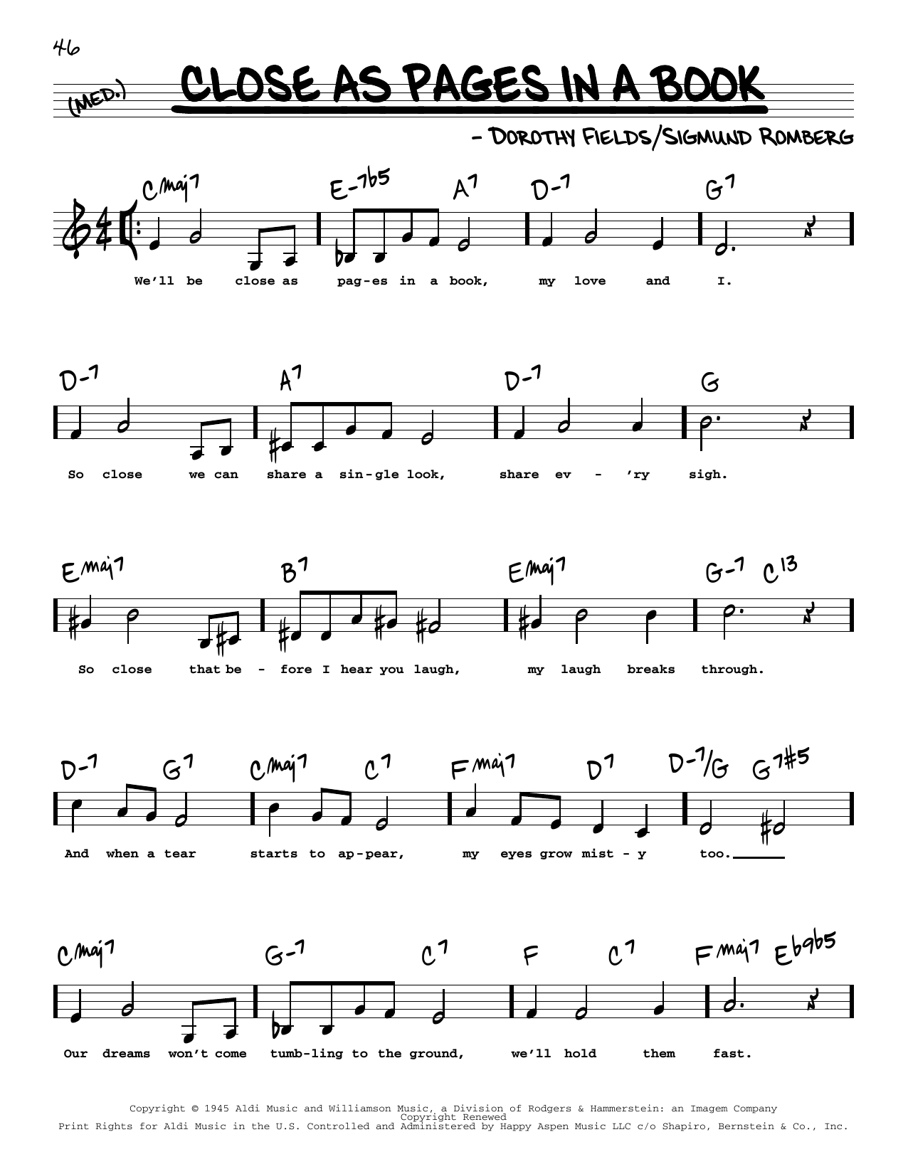 Benny Goodman Close As Pages In A Book (Low Voice) sheet music notes printable PDF score