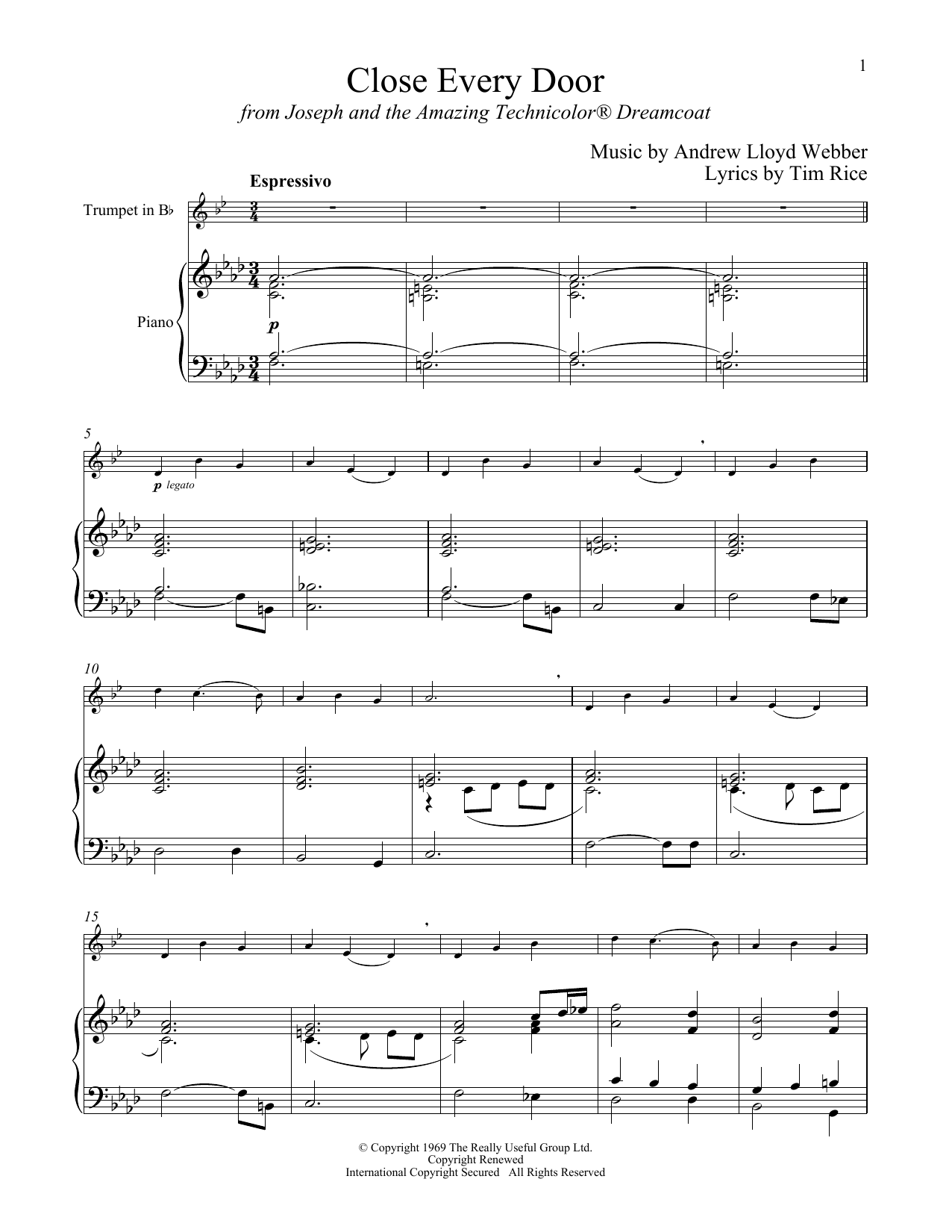 Download Andrew Lloyd Webber Close Every Door (from Joseph And The A Sheet Music