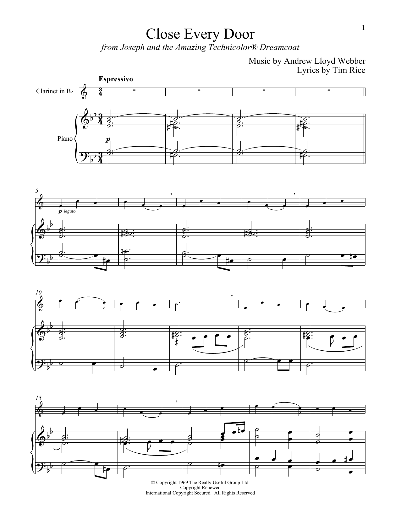 Download Andrew Lloyd Webber Close Every Door (from Joseph And The A Sheet Music