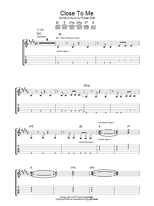 Download The Cure Close To Me Sheet Music