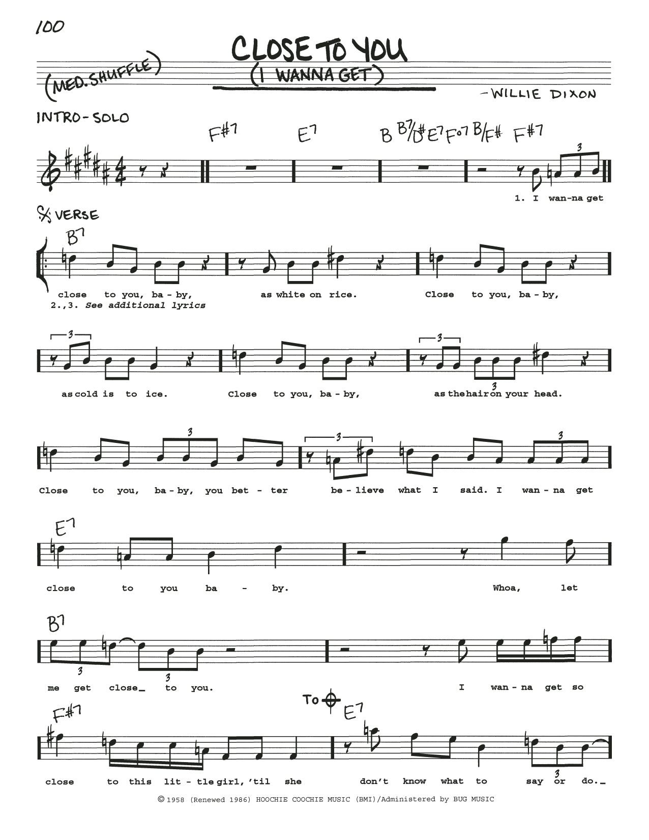 Download Muddy Waters Close To You (I Wanna Get) Sheet Music