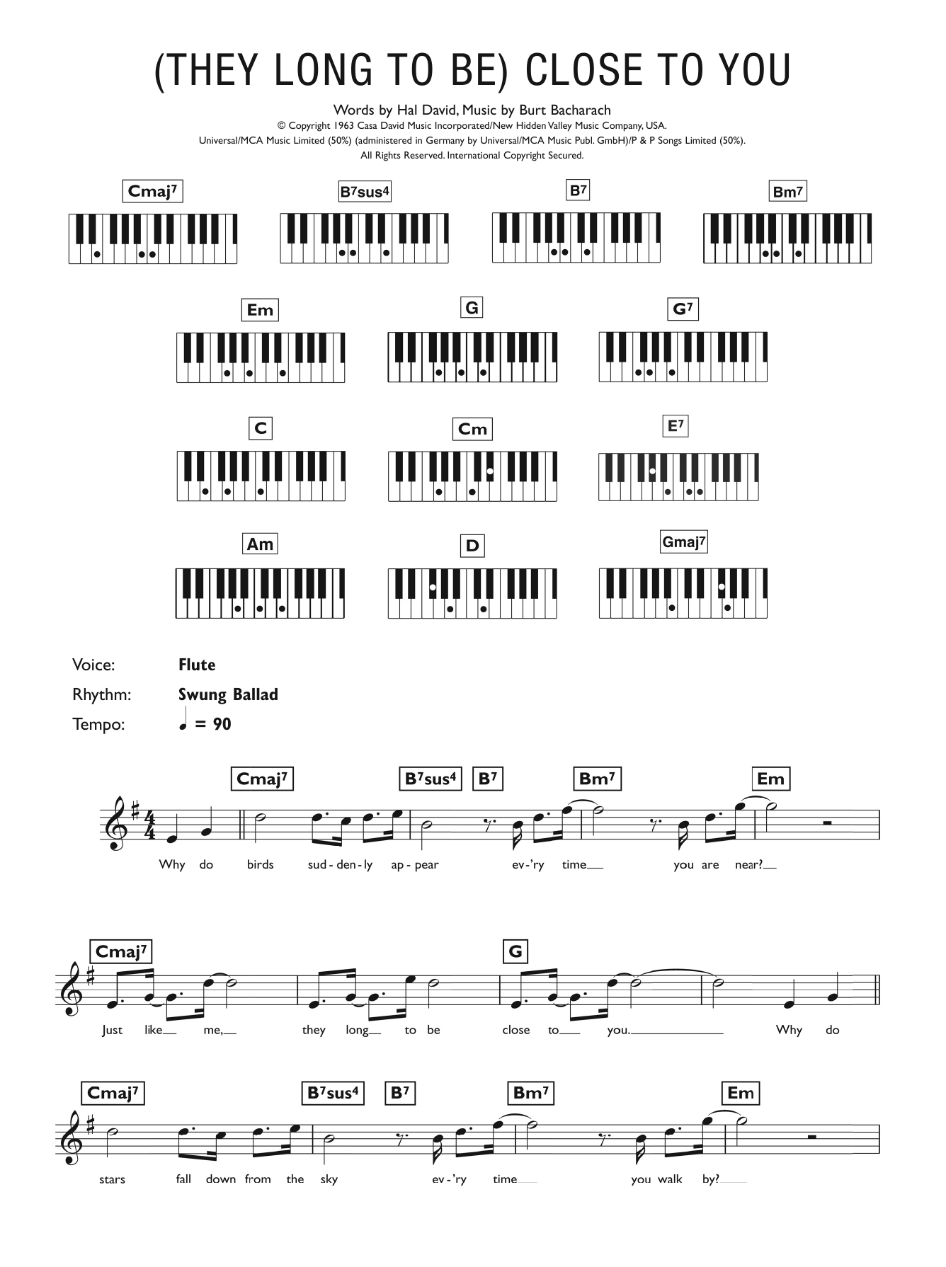 Download Carpenters Close To You (They Long To Be) Sheet Music