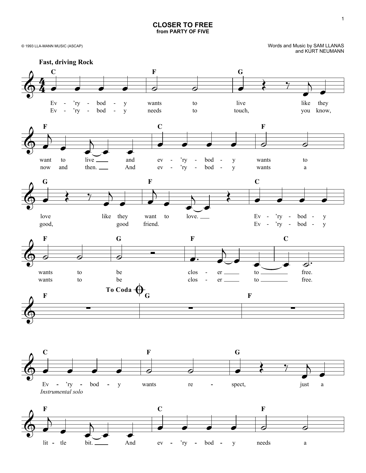 Download BoDeans Closer To Free Sheet Music