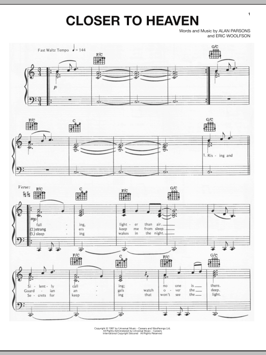 Download The Alan Parsons Project Closer To Heaven Sheet Music