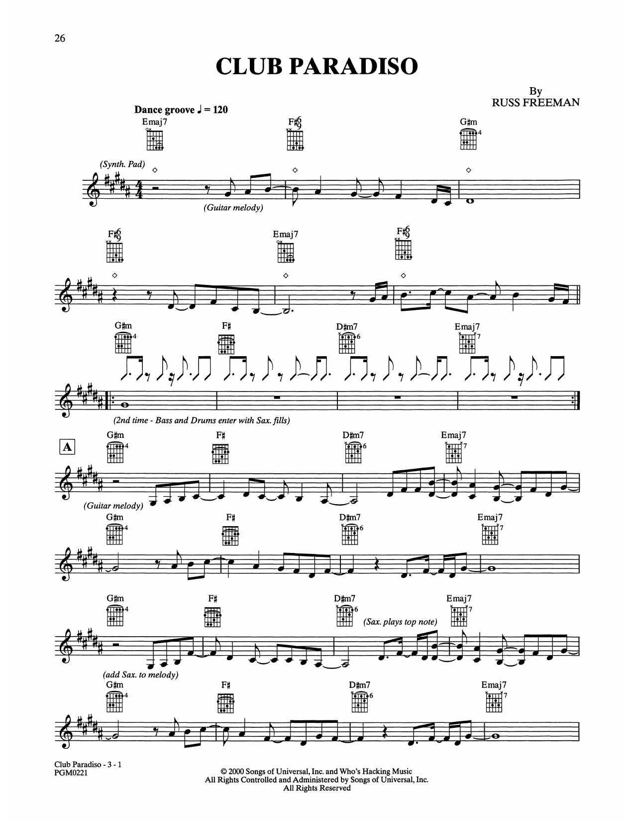Download The Rippingtons Club Paradiso Sheet Music
