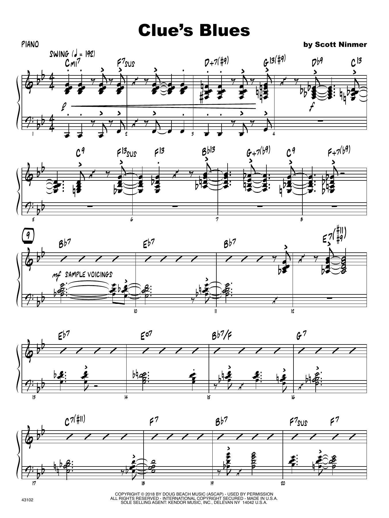 Download Scott Ninmer Clue's Blues - Piano Sheet Music