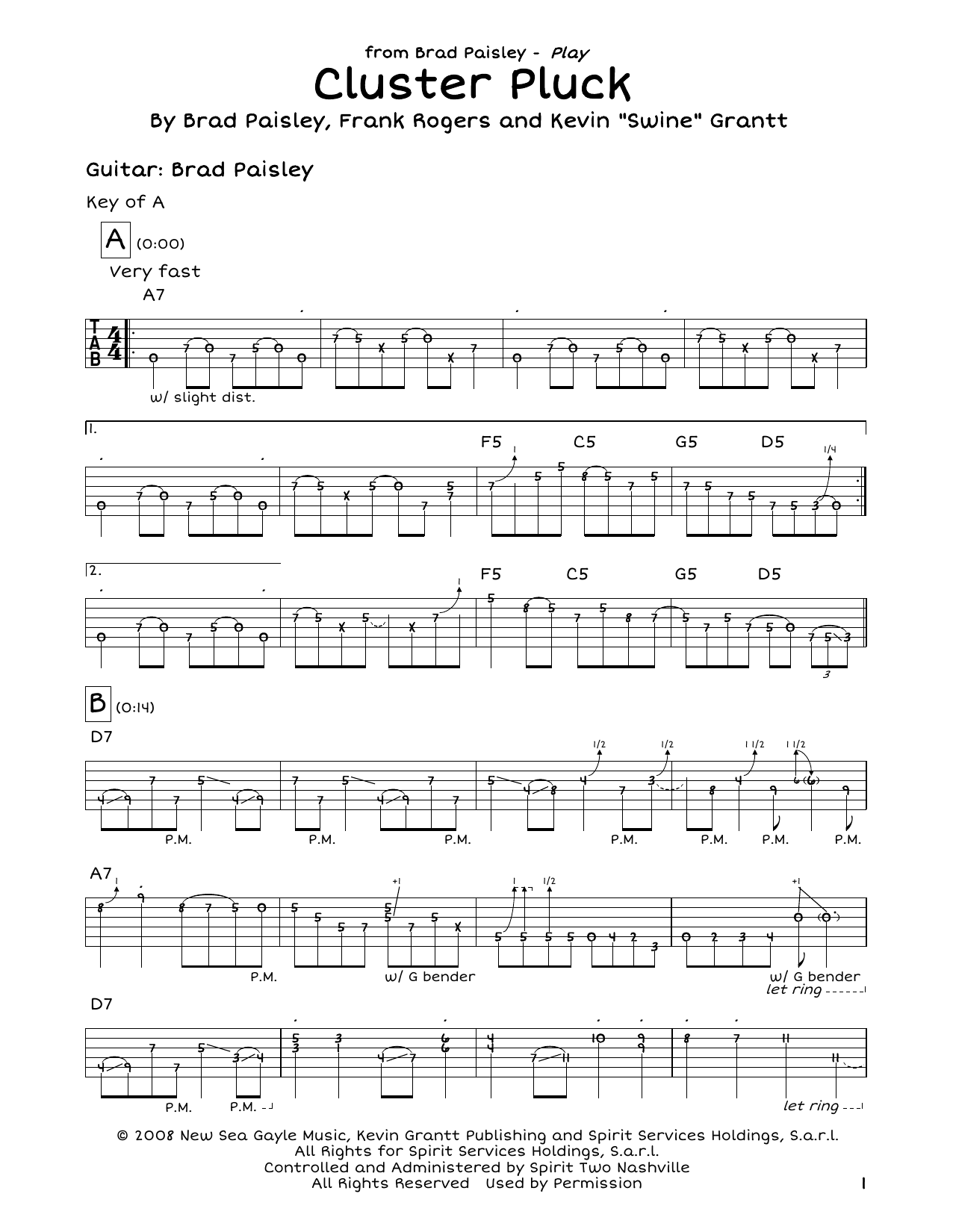 Download Brad Paisley Cluster Pluck Sheet Music
