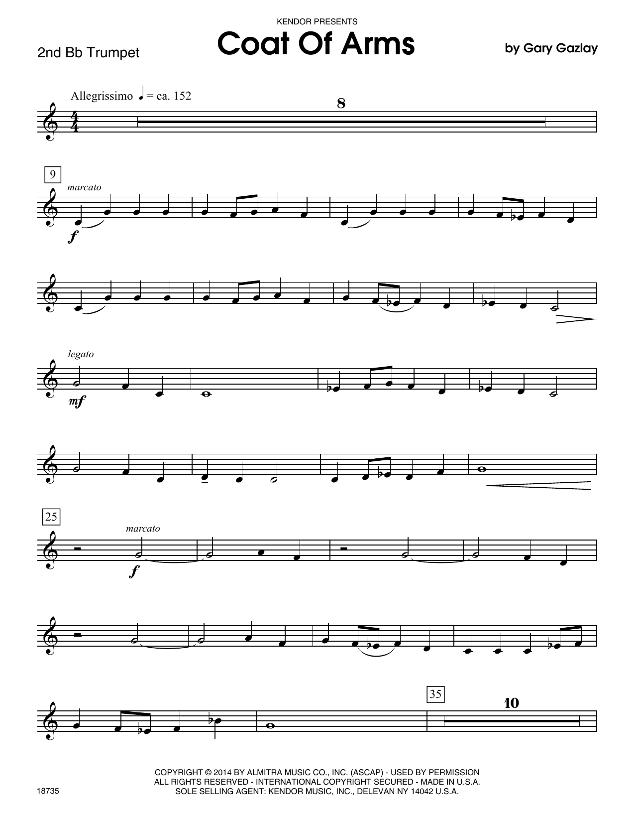 Download Gary Gazlay Coat Of Arms - 2nd Bb Trumpet Sheet Music