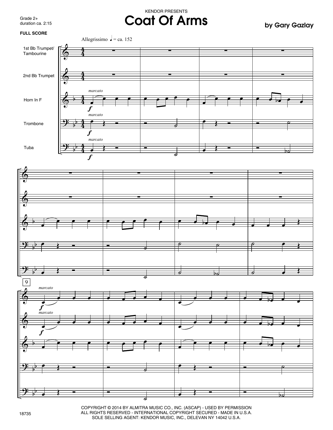 Download Gary Gazlay Coat Of Arms - Full Score Sheet Music