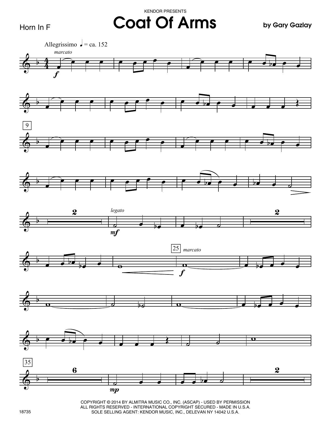 Download Gary Gazlay Coat Of Arms - Horn in F Sheet Music