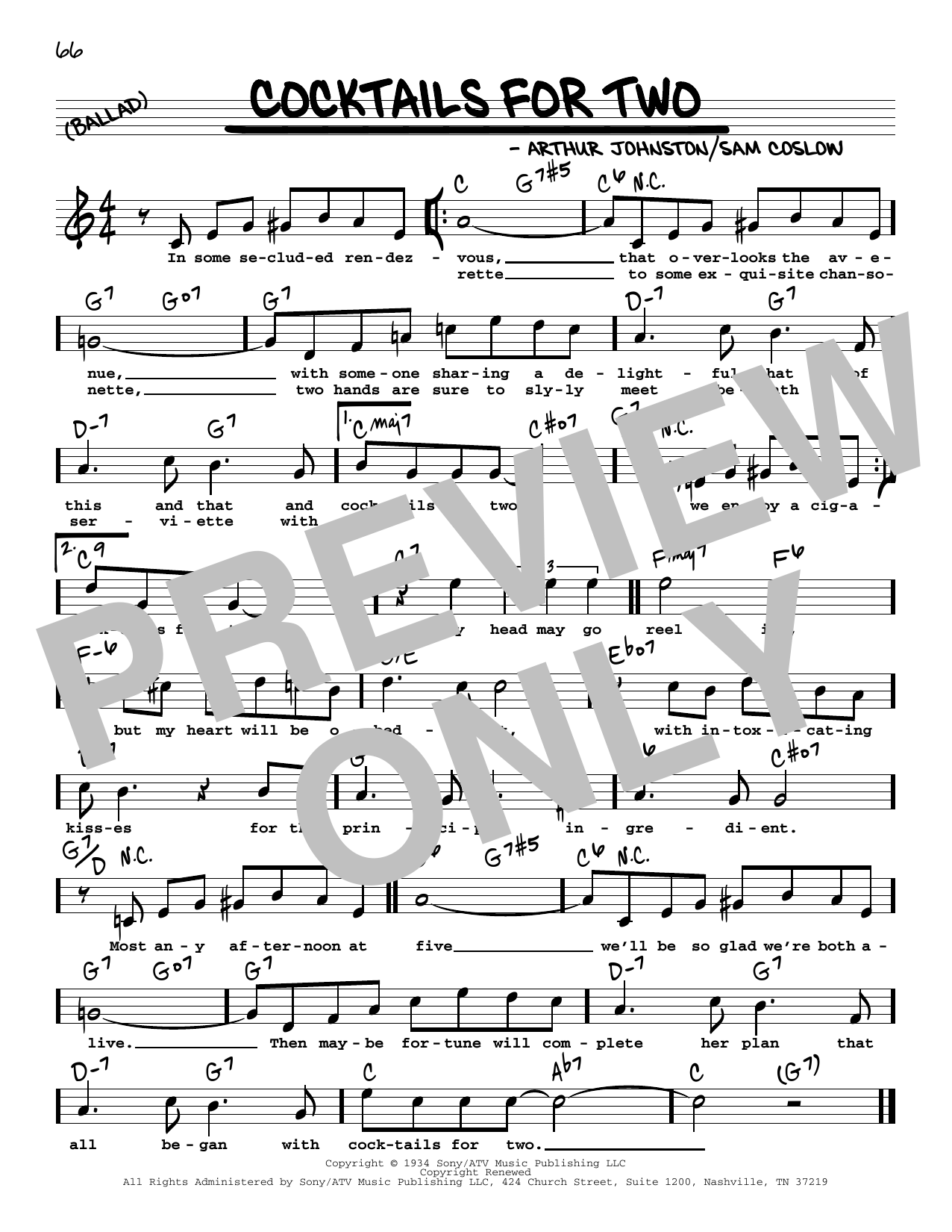 Download Arthur Johnston Cocktails For Two (High Voice) Sheet Music