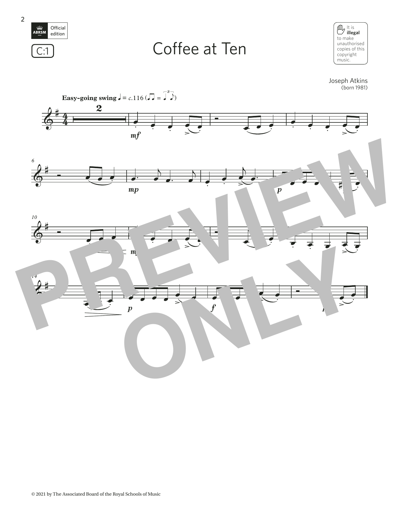 Download Joseph Atkins Coffee at Ten (Grade 1 List C1 from the Sheet Music
