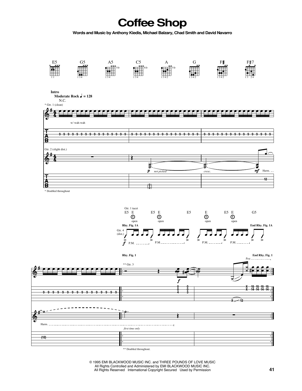 Download Red Hot Chili Peppers Coffee Shop Sheet Music