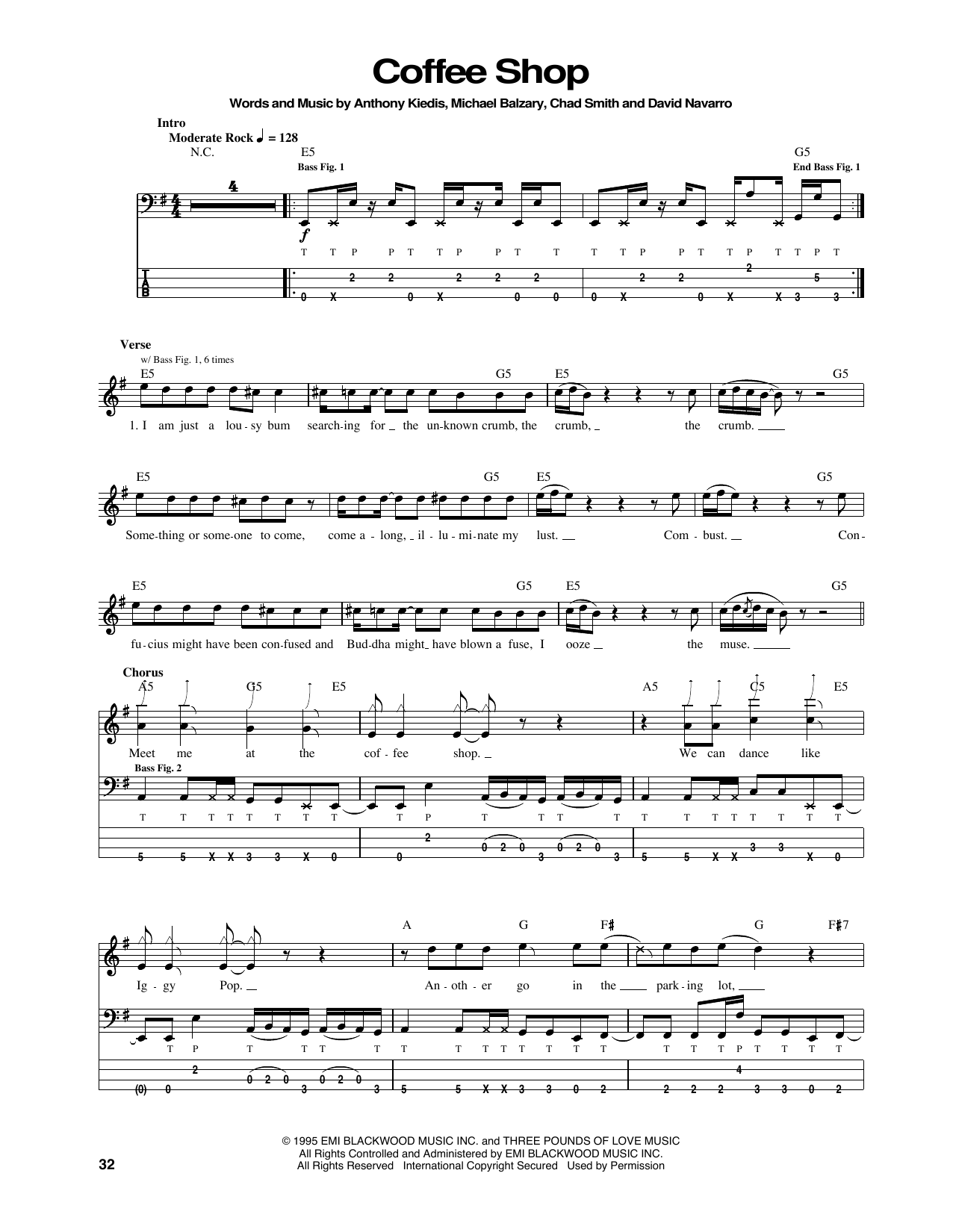 Download Red Hot Chili Peppers Coffee Shop Sheet Music