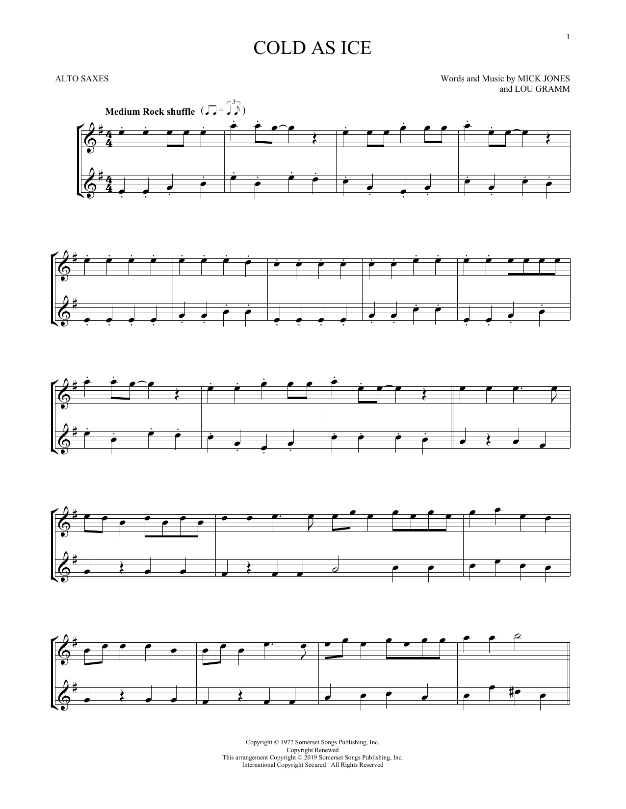 Download Foreigner Cold As Ice Sheet Music