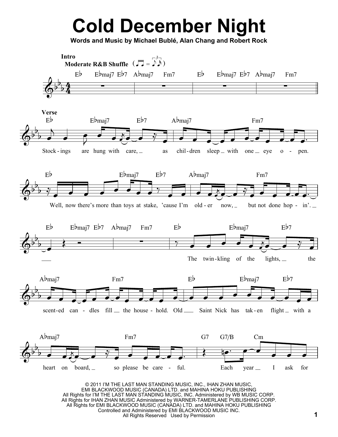 Download Michael Bublé Cold December Night Sheet Music