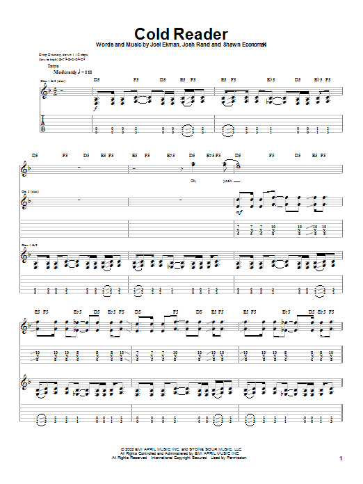Download Stone Sour Cold Reader Sheet Music