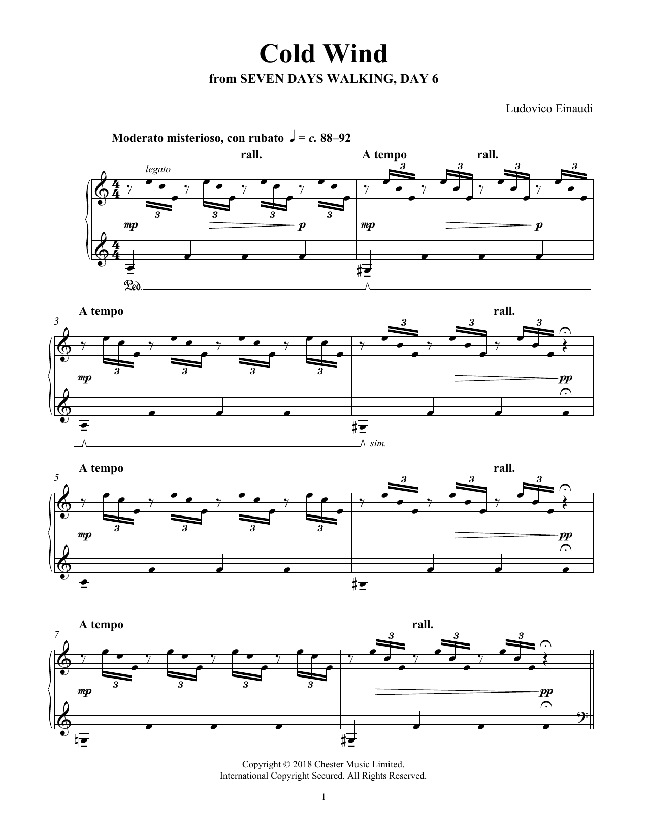 Download Ludovico Einaudi Cold Wind (from Seven Days Walking: Day Sheet Music