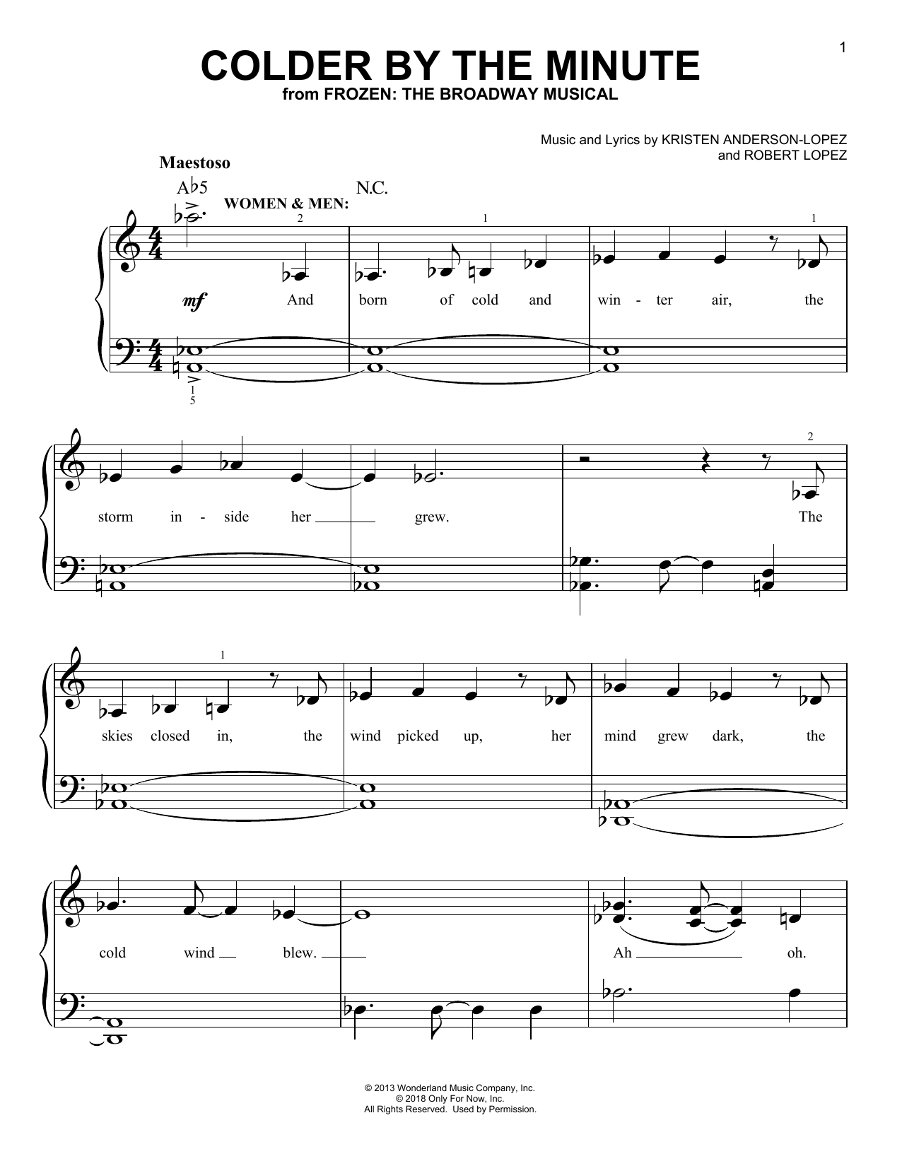 Download Kristen Anderson-Lopez & Robert Lope Colder By The Minute (from Frozen: The Sheet Music