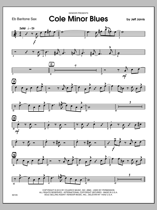Download Jarvis Cole Minor Blues - Baritone Sax Sheet Music