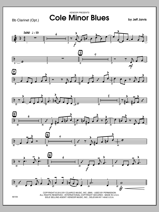 Download Jarvis Cole Minor Blues - Clarinet Sheet Music