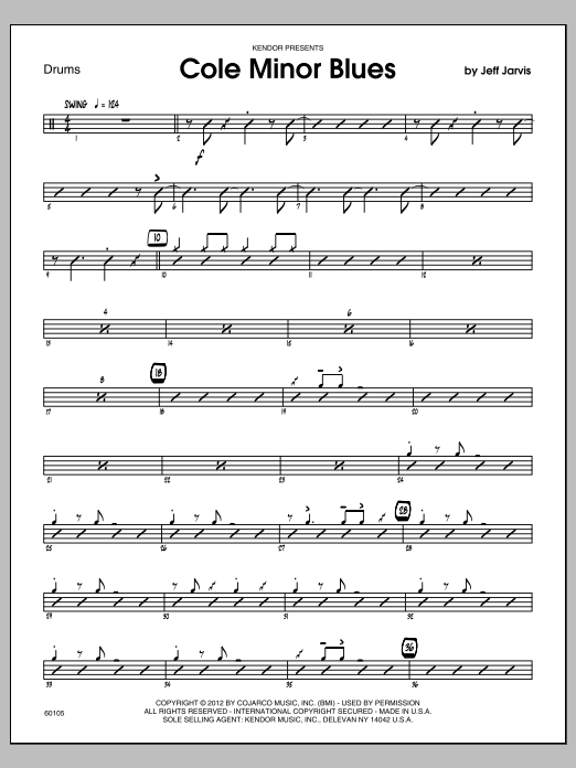 Download Jarvis Cole Minor Blues - Drums Sheet Music