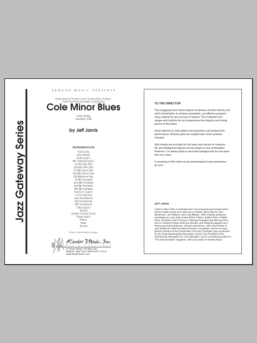 Download Jarvis Cole Minor Blues - Full Score Sheet Music