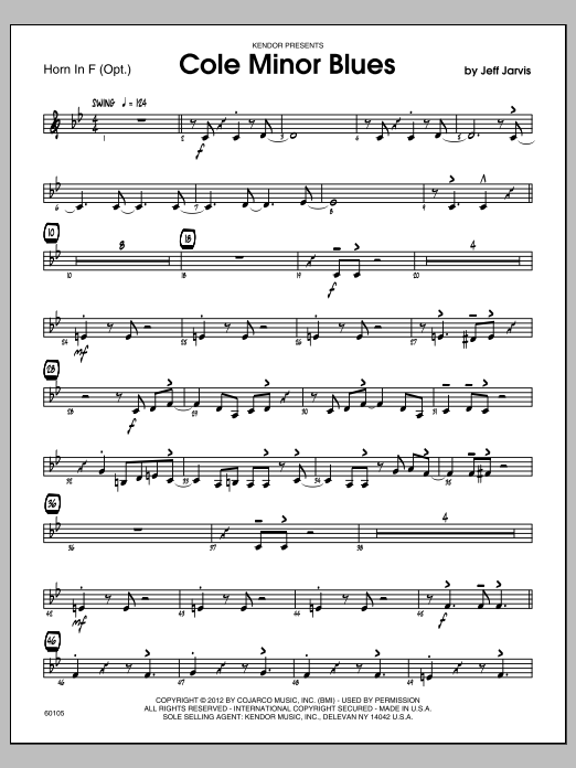 Download Jarvis Cole Minor Blues - Horn Sheet Music