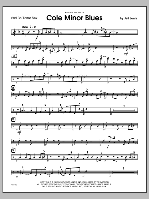Download Jarvis Cole Minor Blues - Tenor Sax 2 Sheet Music