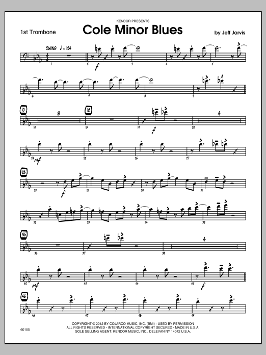 Download Jarvis Cole Minor Blues - Trombone 1 Sheet Music