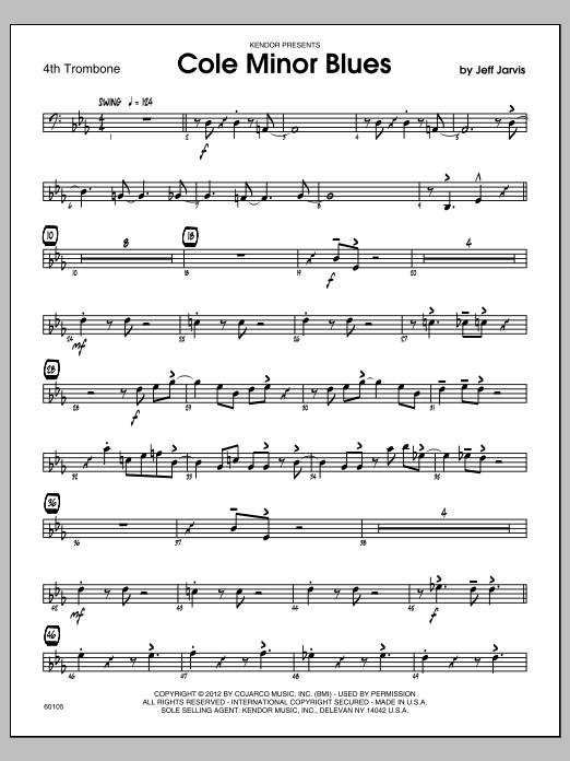 Download Jarvis Cole Minor Blues - Trombone 4 Sheet Music