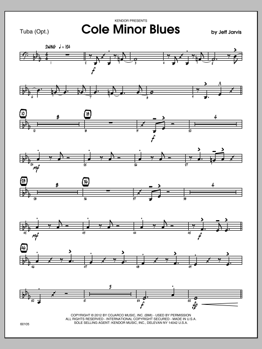 Download Jarvis Cole Minor Blues - Tuba Sheet Music