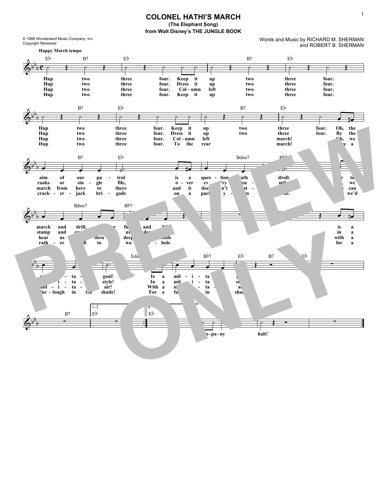 Download Richard M. Sherman Colonel Hathi's March (The Elephant Son Sheet Music