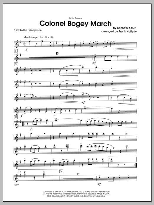 Download Halferty Colonel Bogey March - Alto Sax 1 Sheet Music