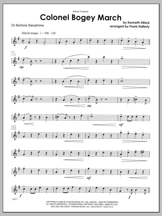 Download Halferty Colonel Bogey March - Baritone Sax Sheet Music
