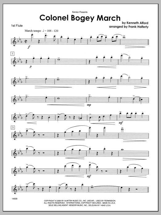 Download Alford Colonel Bogey March - Flute 1 Sheet Music