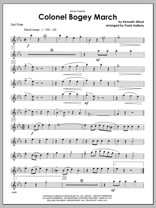 Download Alford Colonel Bogey March - Flute 2 Sheet Music