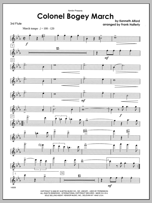 Download Alford Colonel Bogey March - Flute 3 Sheet Music
