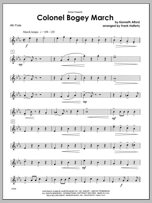 Download Alford Colonel Bogey March - Flute 4 Sheet Music