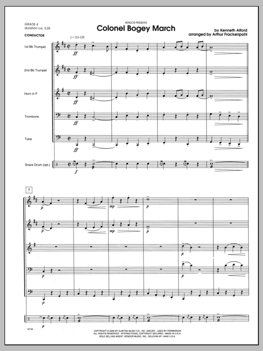Download Arthur Frackenpohl Colonel Bogey March - Full Score Sheet Music