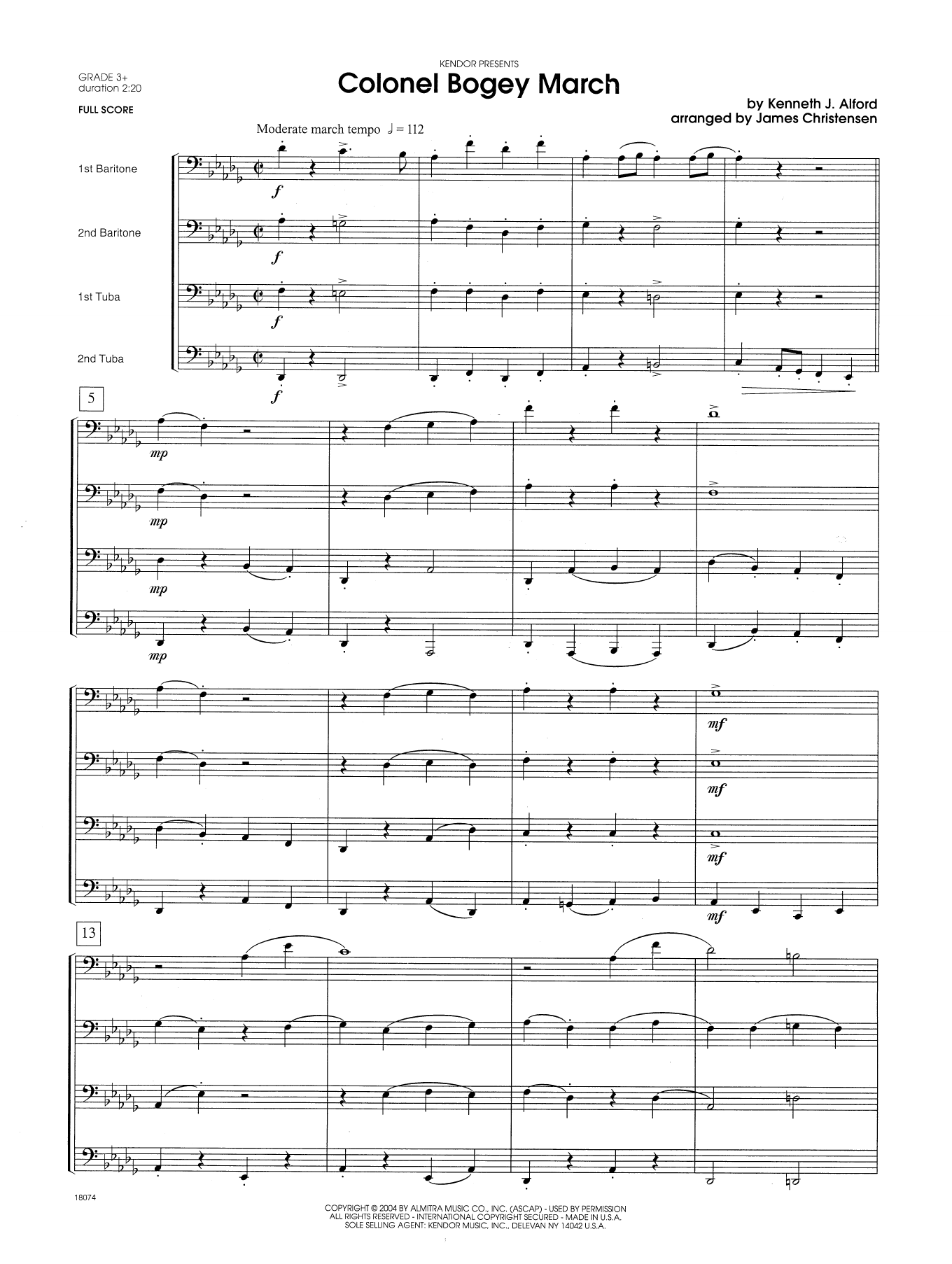 Download Kenneth J. Alford Colonel Bogey March - Full Score Sheet Music