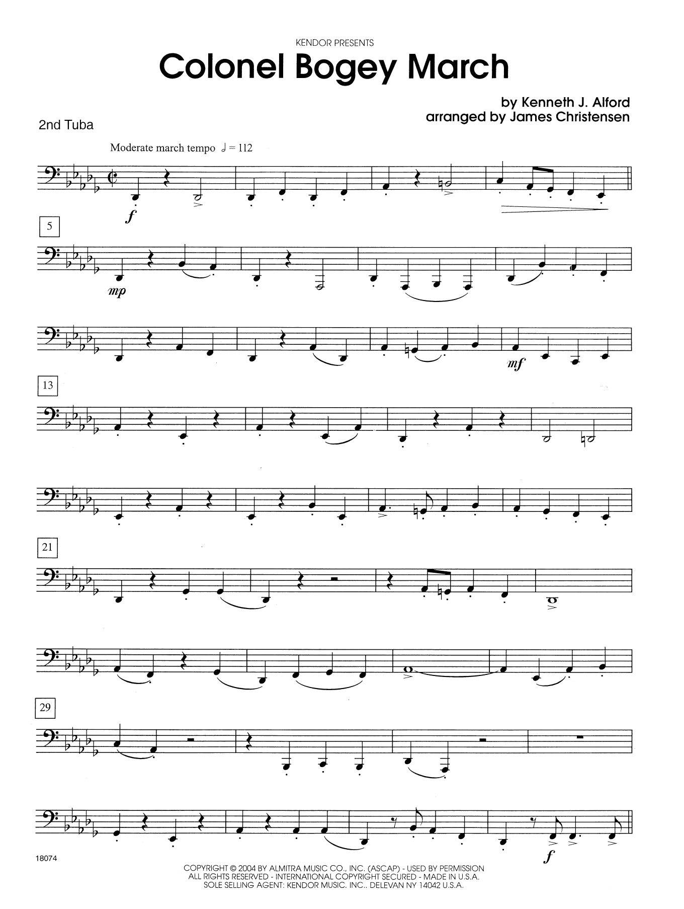 Download Kenneth J. Alford Colonel Bogey March - Tuba 2 Sheet Music