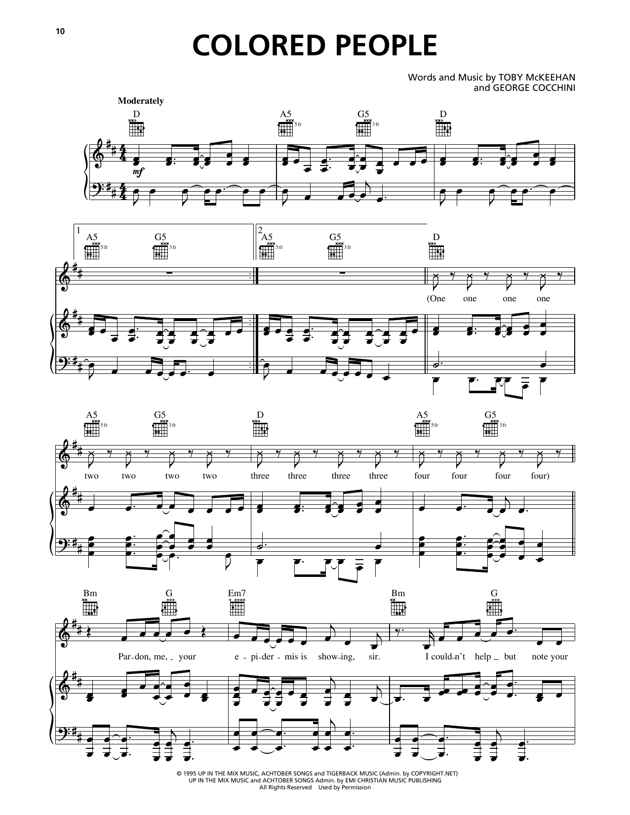 Download dc Talk Colored People Sheet Music