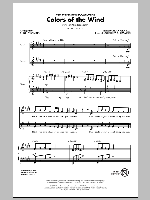 Download Audrey Snyder Colors Of The Wind Sheet Music