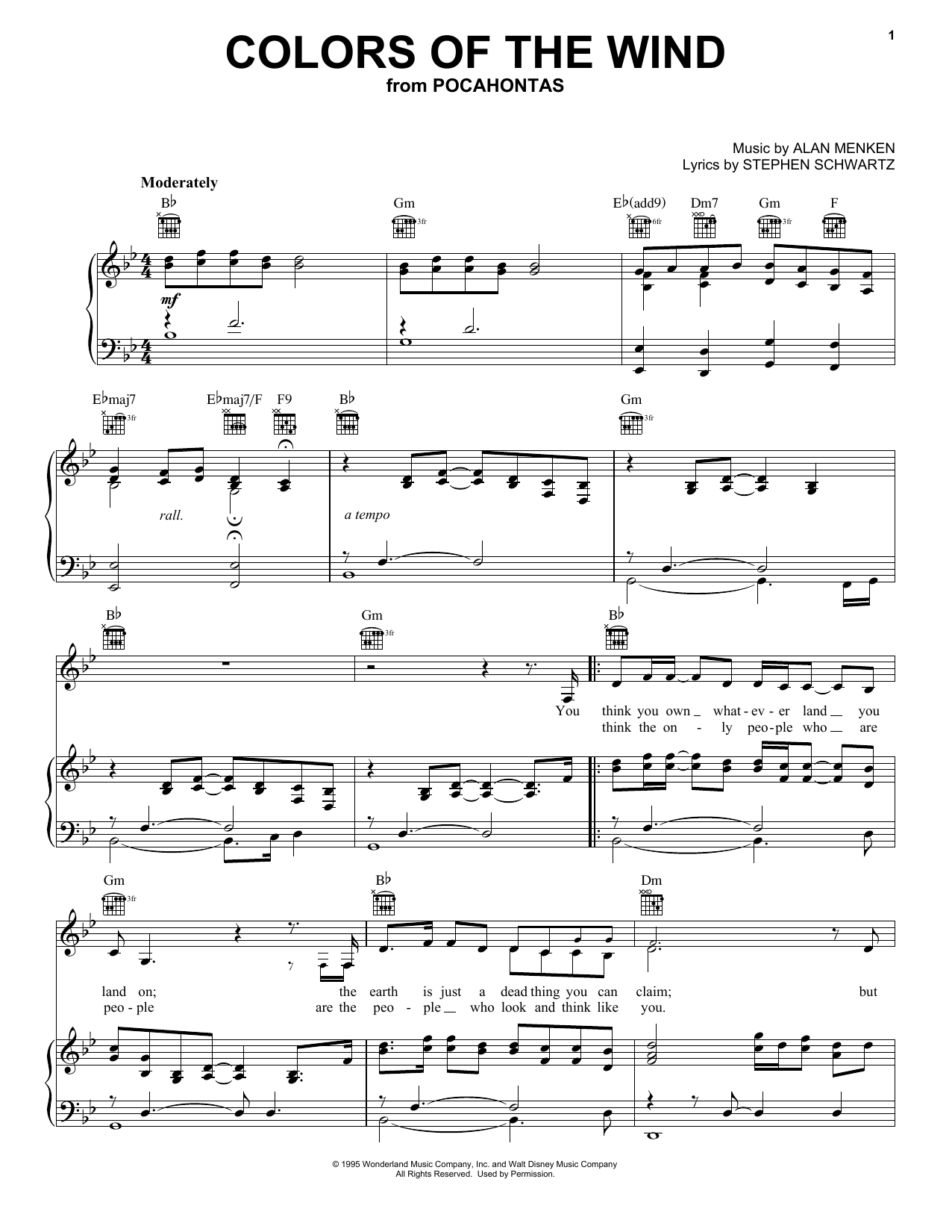 Download Vanessa Williams Colors Of The Wind (from Pocahontas) Sheet Music