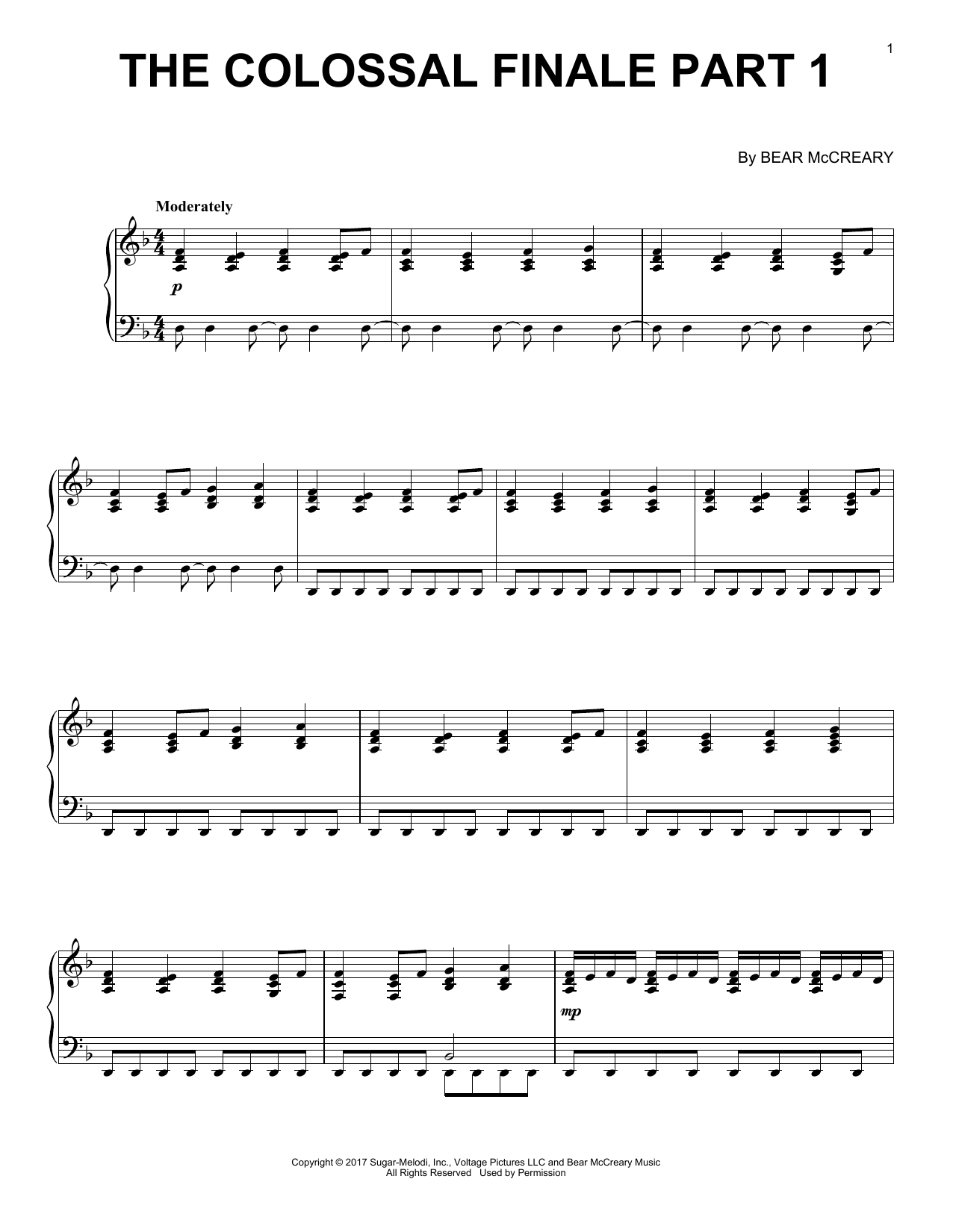 Bear McCreary Colossal (Finale) sheet music notes printable PDF score