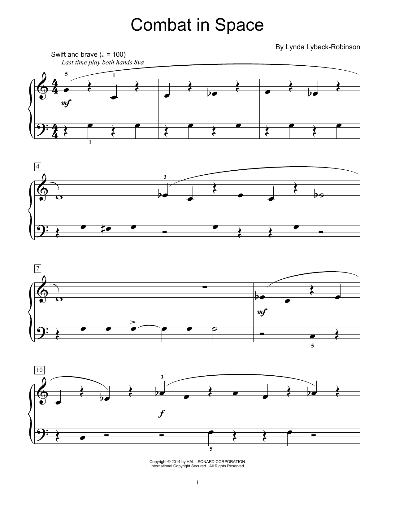 Download Lynda Lybeck-Robinson Combat In Space Sheet Music