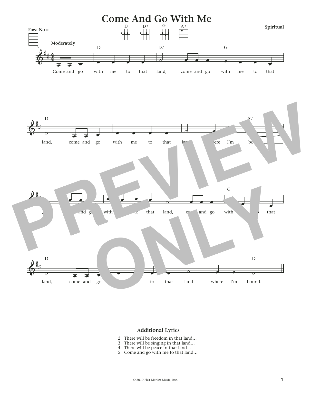 Download Spiritual Come And Go With Me (from The Daily Uku Sheet Music