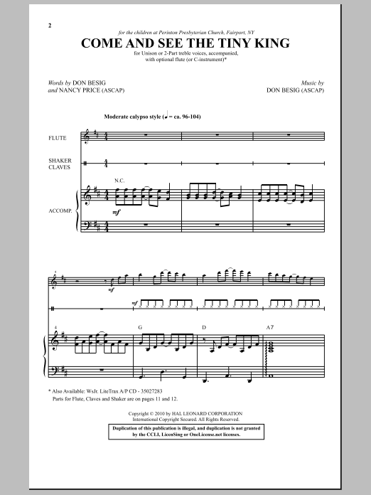 Download Don Besig Come And See The Tiny King Sheet Music